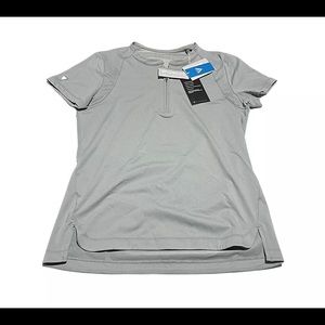 WOMENS SHIRT, SMALL ZIPPER SPORTS SHIRT, UV PROTECTION, PEBBLE GREY BREATHABLE